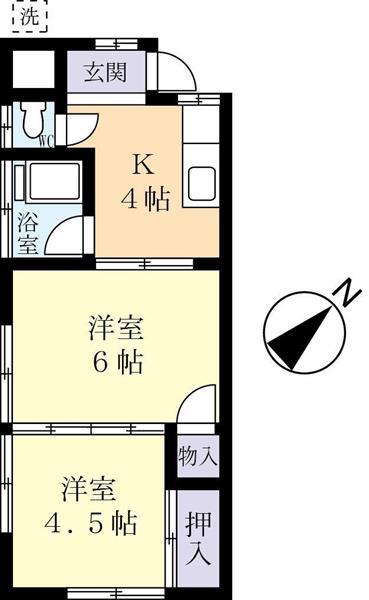レッドクリフ(2K/1階)の間取り写真