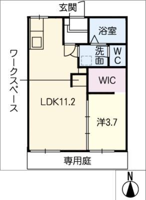 ハリープラザ三陽F棟(1LDK/1階)の間取り写真
