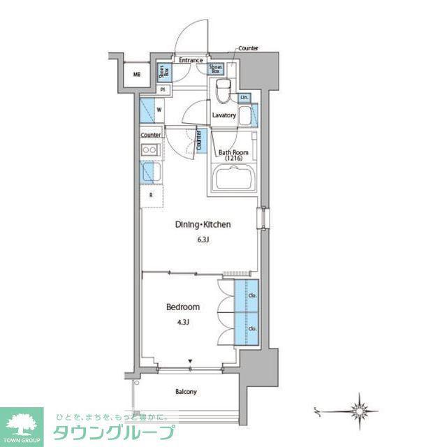 ルフォンプログレ門前仲町マークス(1DK/4階)の間取り写真