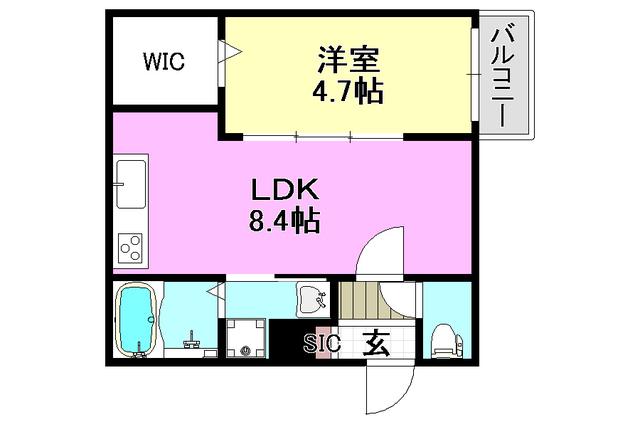 ロイヤルクオーター(1LDK/2階)の間取り写真