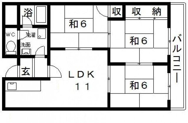 ドリーム松村壱番館(3LDK/4階)の間取り写真