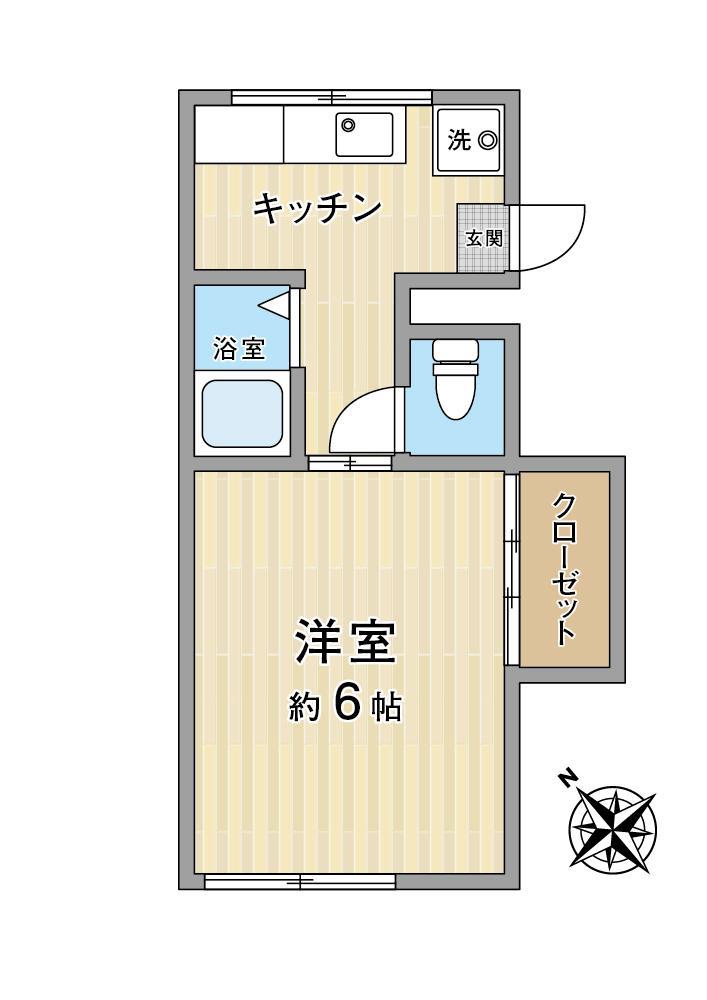 くるみ荘(1K/2階)の間取り写真