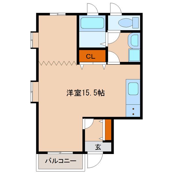 エルシーズIV(1LK/2階)の間取り写真