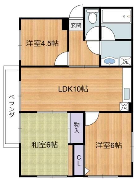 フラット三輪(3LDK/2階)の間取り写真