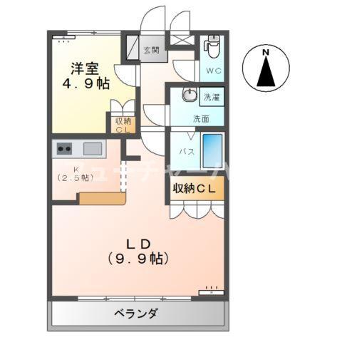 ブリリアント・ジェイド(1LDK/2階)の間取り写真