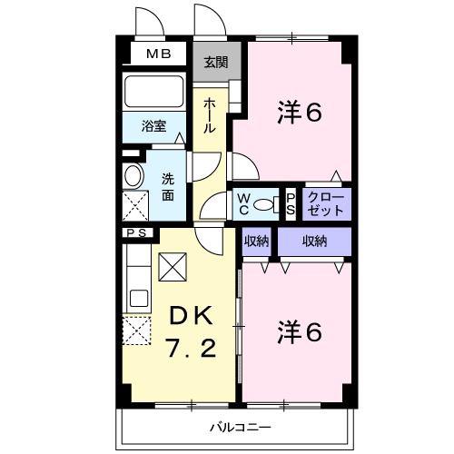 コゥジィー シティー(2DK/4階)の間取り写真