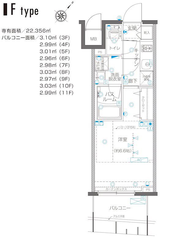 ZOOM横浜関内(1K/4階)の間取り写真
