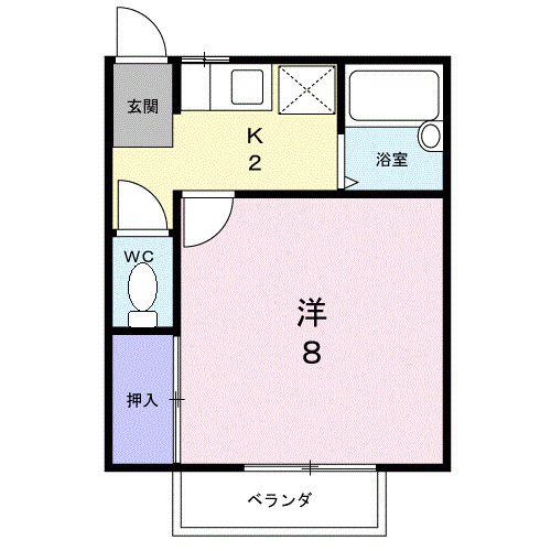 オークハイツ(1K/2階)の間取り写真