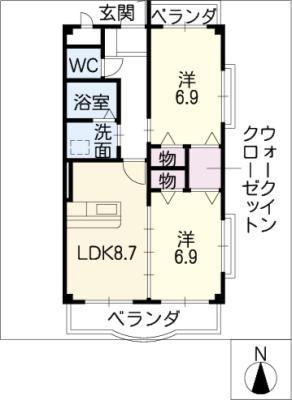 サンシャインアソシエ(2DK/1階)の間取り写真