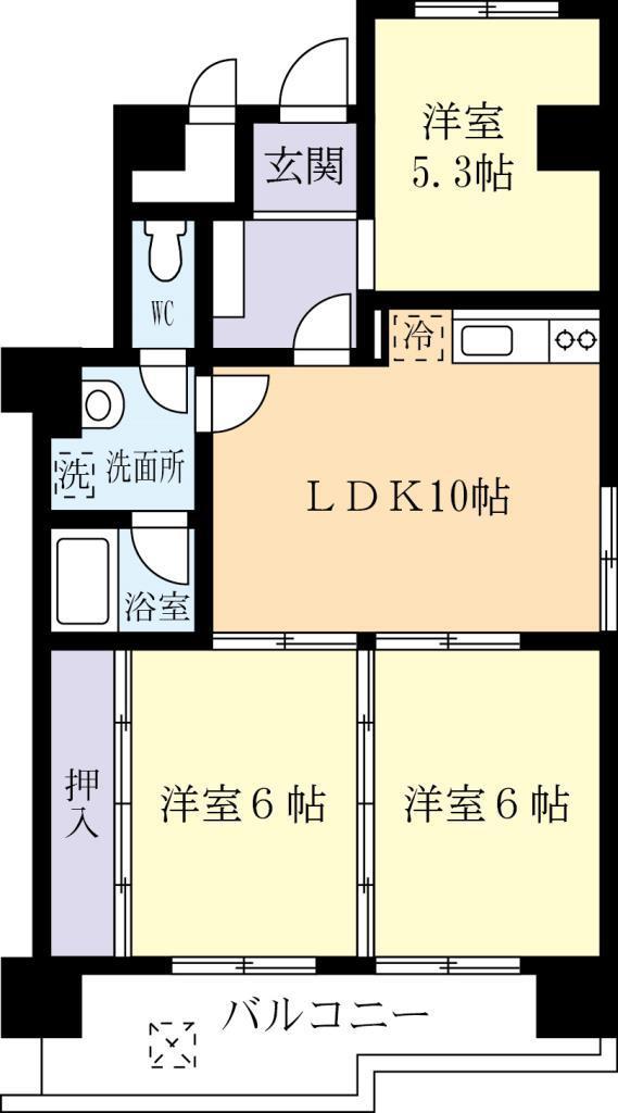 パレス コア(3LDK/4階)の間取り写真