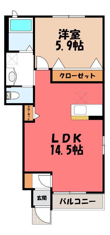 マナルベル(1LDK/1階)の間取り写真