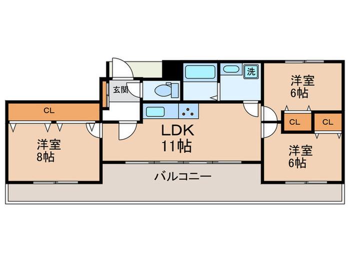 GARNET RESIDENCE上桂(3LDK/3階)の間取り写真