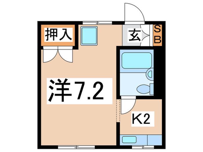 ガーデンヒル(1K/2階)の間取り写真