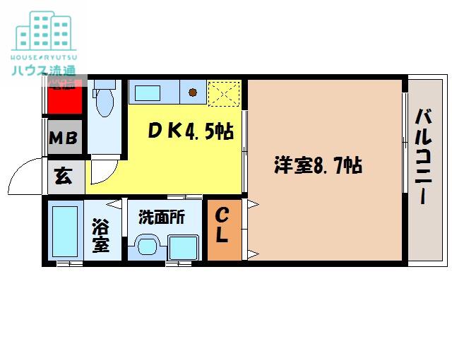 さくら坂マンション弐番館(1DK/2階)の間取り写真