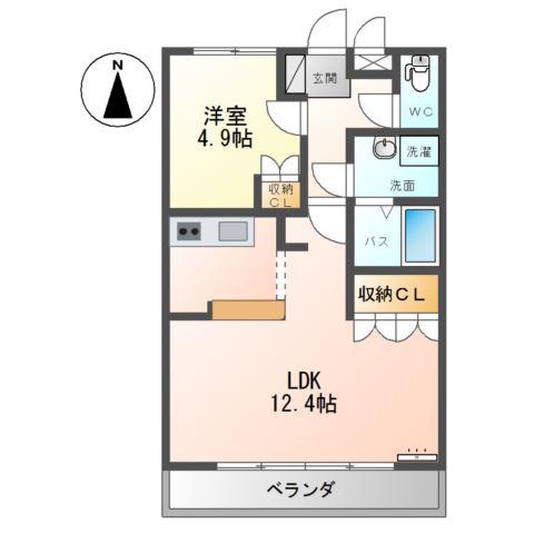 ブリリアント・ジェイド(1LDK/2階)の間取り写真