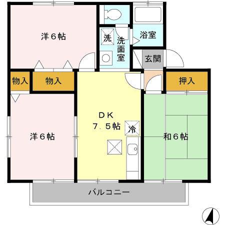 ジョイフローリッシュ(3DK/1階)の間取り写真