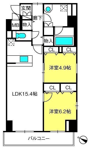 GRAN COURT YONO(2LDK/5階)の間取り写真