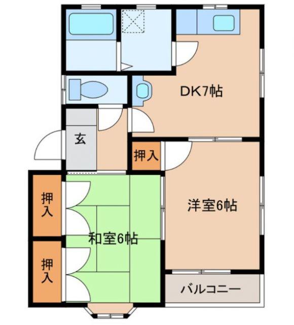 コスモスコーポ A(2DK/2階)の間取り写真