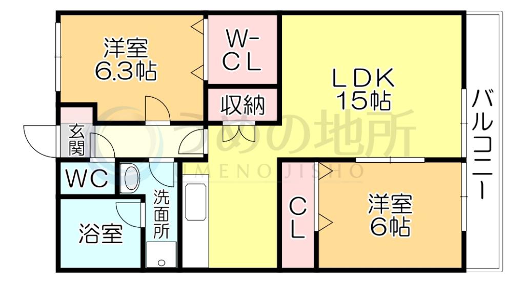 ロックベアーヒルズIII B(2LDK/2階)の間取り写真