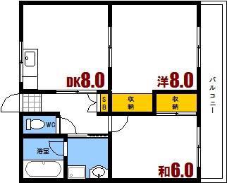 中本マンション(2LDK/1階)の間取り写真