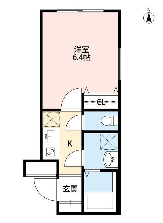 TRYM武蔵小杉(1K/2階)の間取り写真