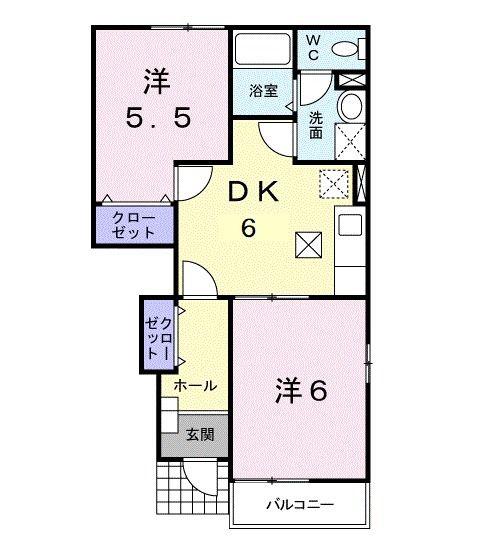 グリーン ゲイブルズ III番館(2DK/1階)の間取り写真