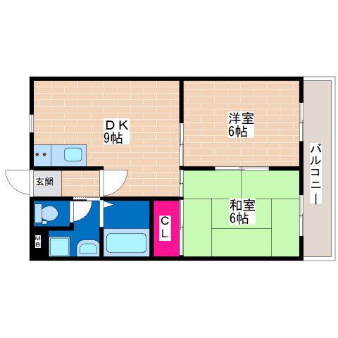 レインボーコートパートI(2DK/6階)の間取り写真