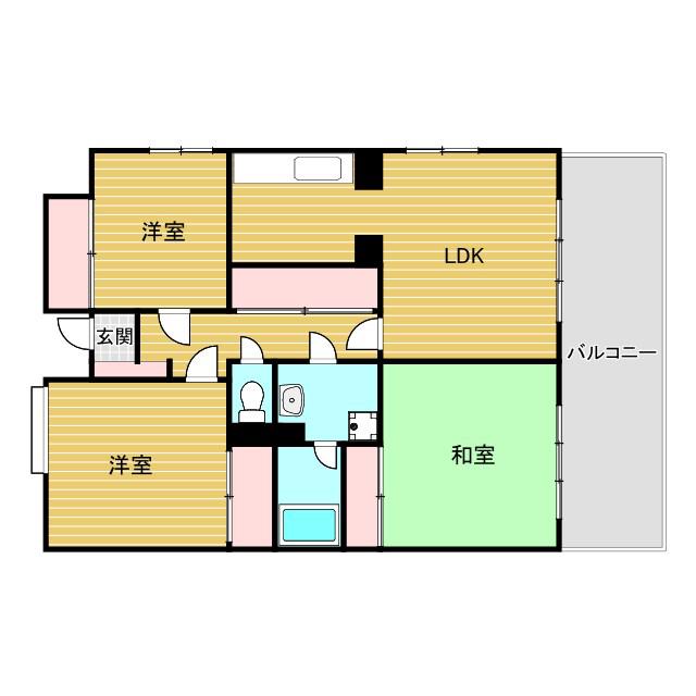 サンライズコート緑地公園(3LDK/2階)の間取り写真