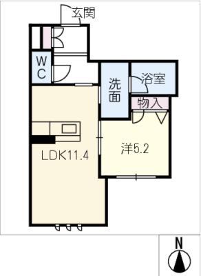 アリコルージュ(1LDK/1階)の間取り写真