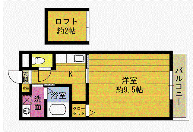 コーポバンビーナII(1K/2階)の間取り写真