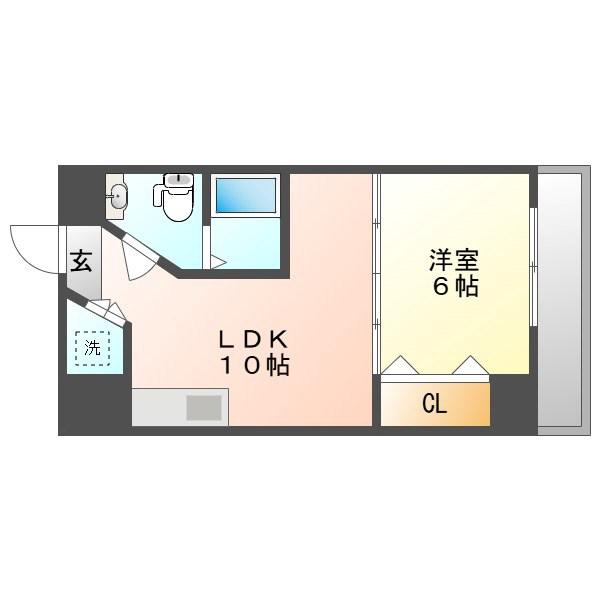 マンションニューヨーク医大東(1LDK/9階)の間取り写真