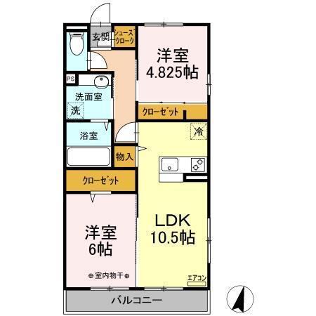 薬円台壱番館 C(2LDK/2階)の間取り写真