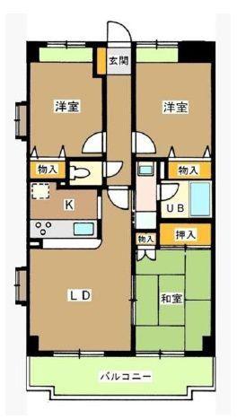 ボヌール高松(3LDK/3階)の間取り写真
