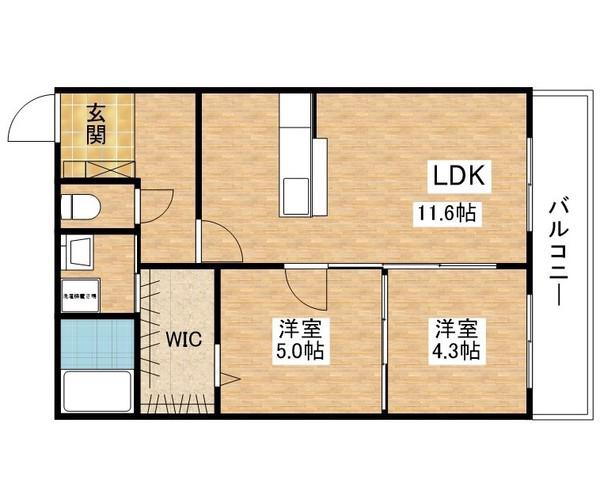 アンソレイエ(2LDK/3階)の間取り写真