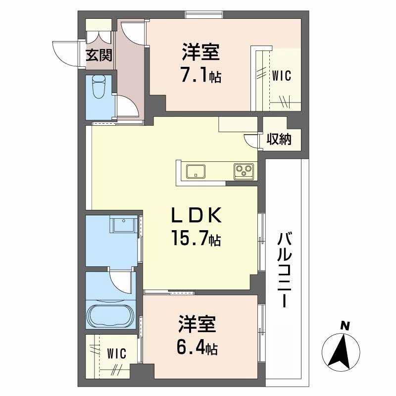 インセプション(2LDK/3階)の間取り写真