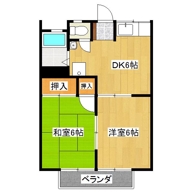 パークハイツ太平(2DK/2階)の間取り写真