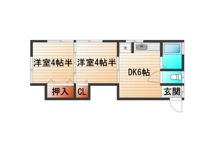 東和コーポ(2DK/2階)の間取り写真