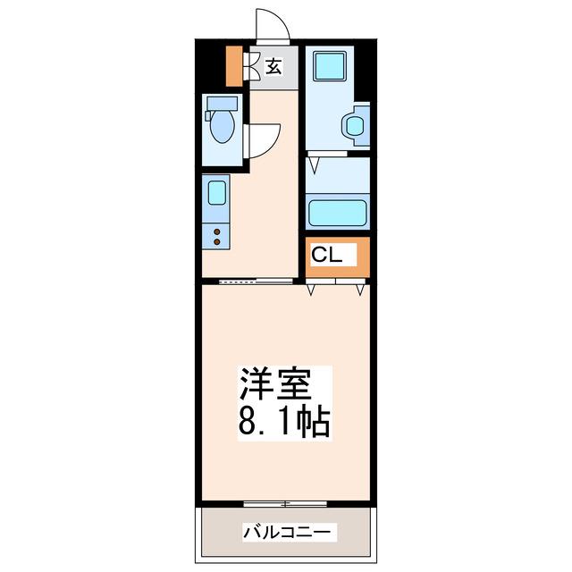 JEUNESSE新大江(1K/8階)の間取り写真