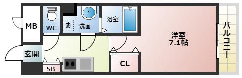 シェモア藤井寺駅前(1K/5階)の間取り写真