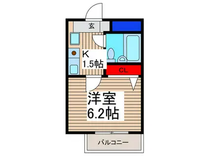 サニーサイド武蔵浦和(1K/2階)の間取り写真