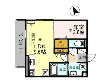 D-ROOM新在家(1LDK/2階)の間取り写真