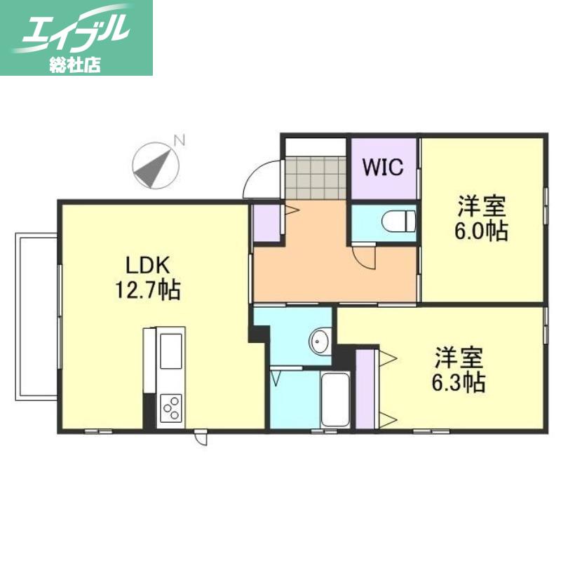 アネシス・アイB棟(2LDK/2階)の間取り写真