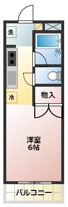 コーポ丁田(1K/1階)の間取り写真