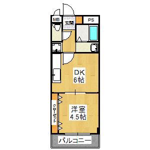 エスペラール・ミヤ(1DK/2階)の間取り写真