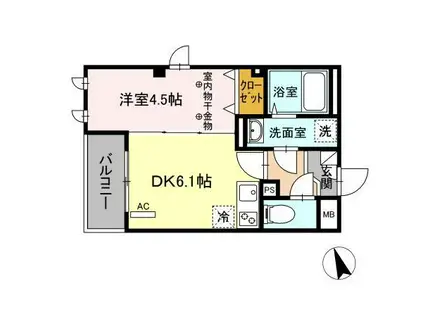 アルカディア末広(1DK/4階)の間取り写真