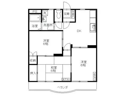 武蔵村山ウエストハイツ(3DK/1階)の間取り写真