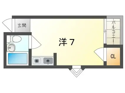 カサ・デ・ポエタ(ワンルーム/3階)の間取り写真