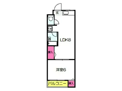 堺ハザマコーポ(1LDK/2階)の間取り写真