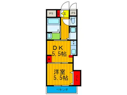 三熊元町ハイツ(1DK/2階)の間取り写真