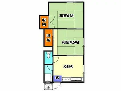 日吉山手ハウス(2K/2階)の間取り写真